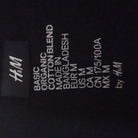 H&M BLACK BASIC COTTON-BLEND T-SHIRT (MEDIUM) - Picture 3 of 5